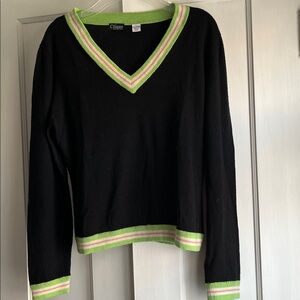 Beautiful Clique Black 100%  Cashmere V Neck Sweater L